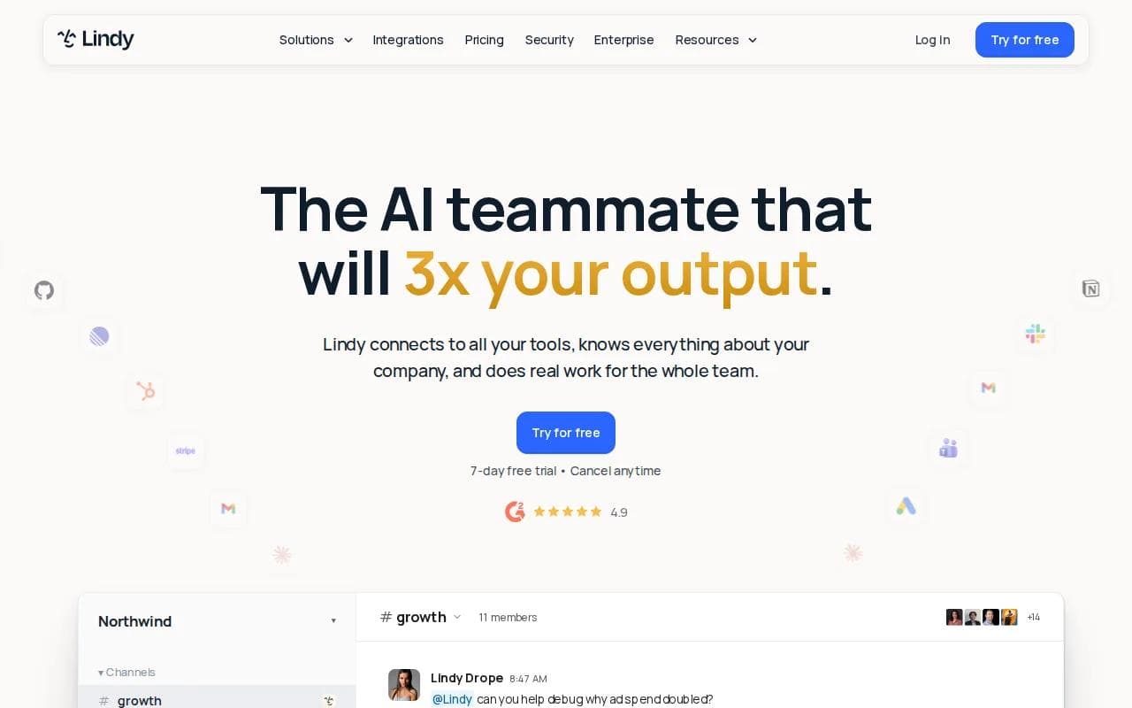 Screenshot of the Lindy AI website