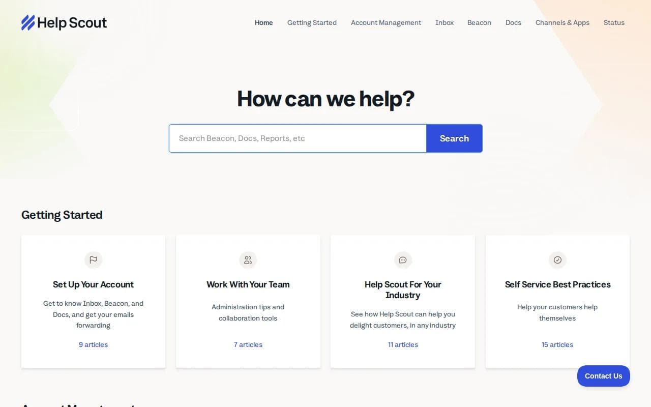 Screenshot of the Help Scout website