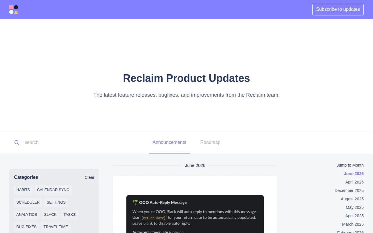 Screenshot of the Reclaim.ai website