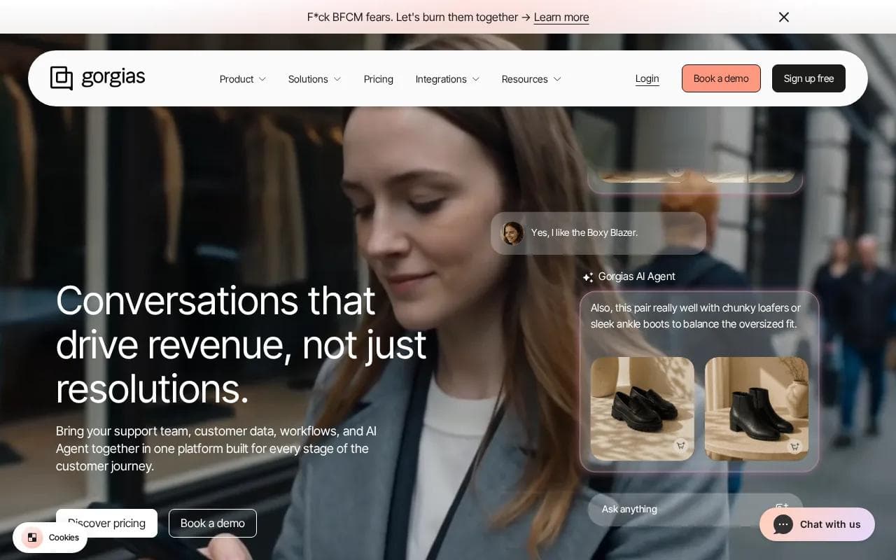 Screenshot of the Gorgias website