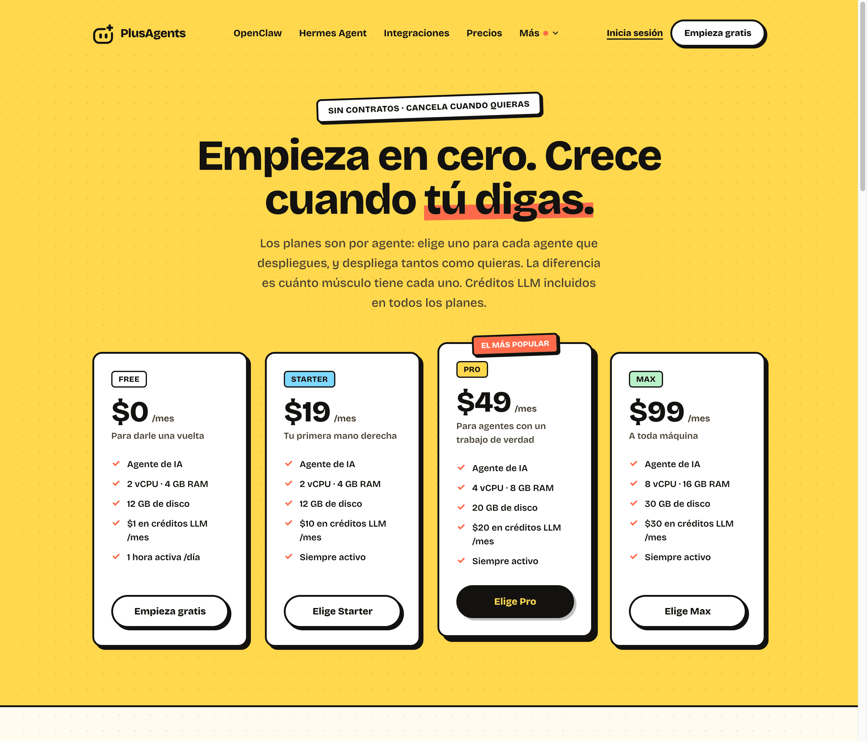 Planes de precios de PlusAgents desde $0 al mes