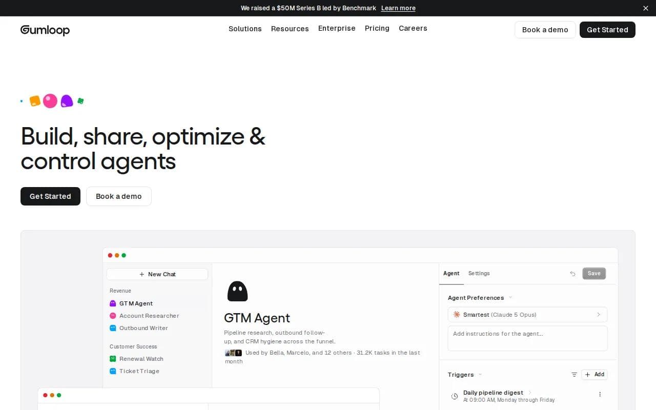 Screenshot of the Gumloop website