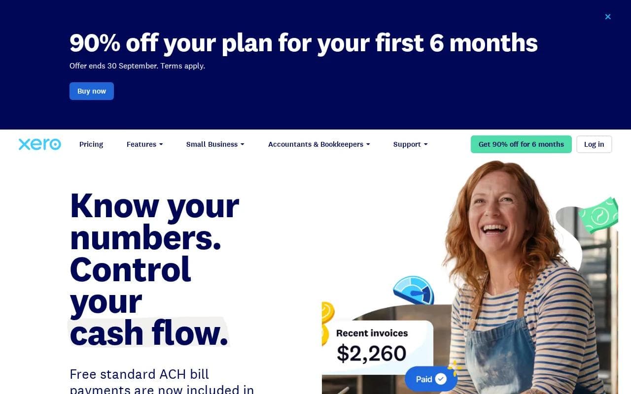 Screenshot of the Xero website
