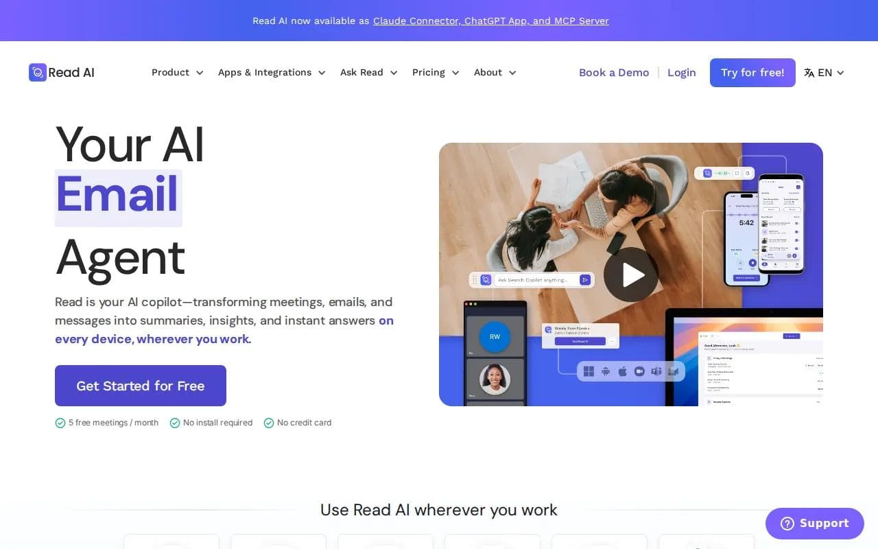 Screenshot of the Read AI website