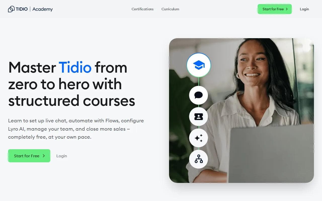 Screenshot of the Tidio website
