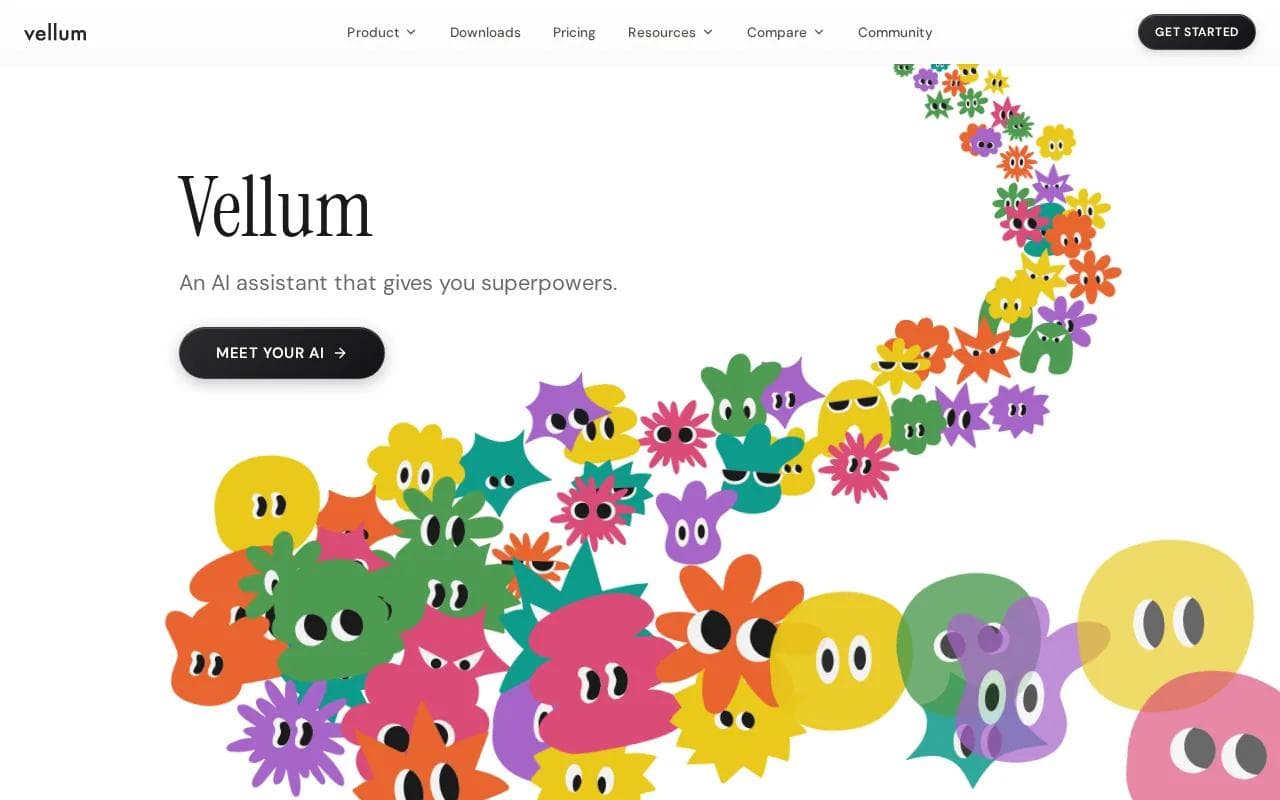 Screenshot of the Vellum website