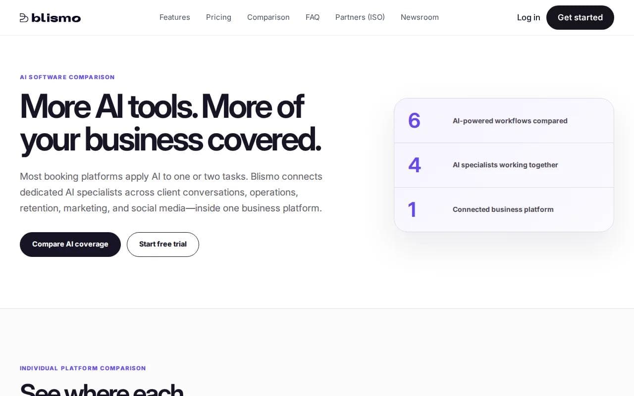 Screenshot of the Blismo website