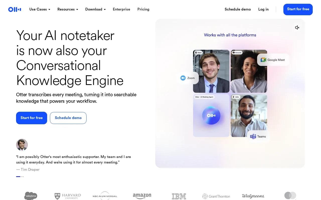 Screenshot of the Otter.ai website