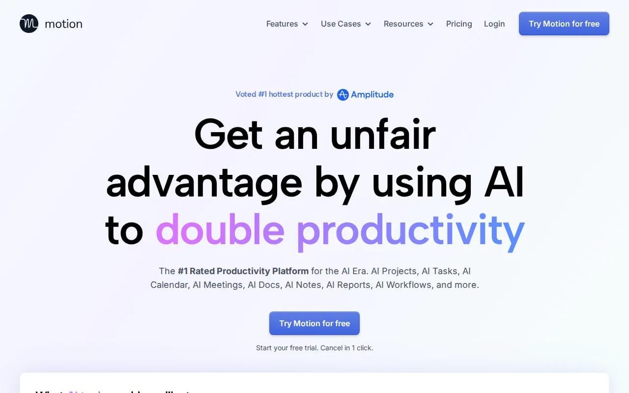 Screenshot of the Motion website