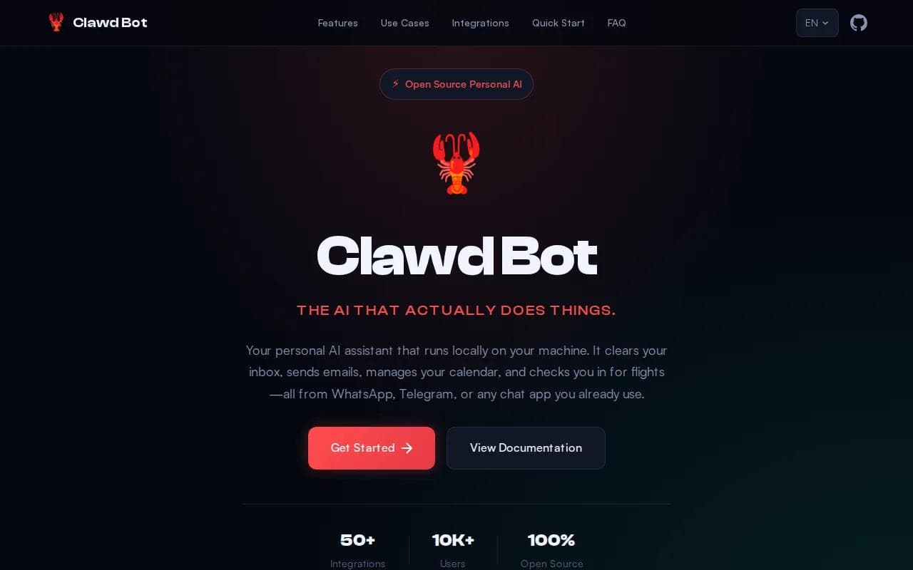 Screenshot of the Clawdbot website