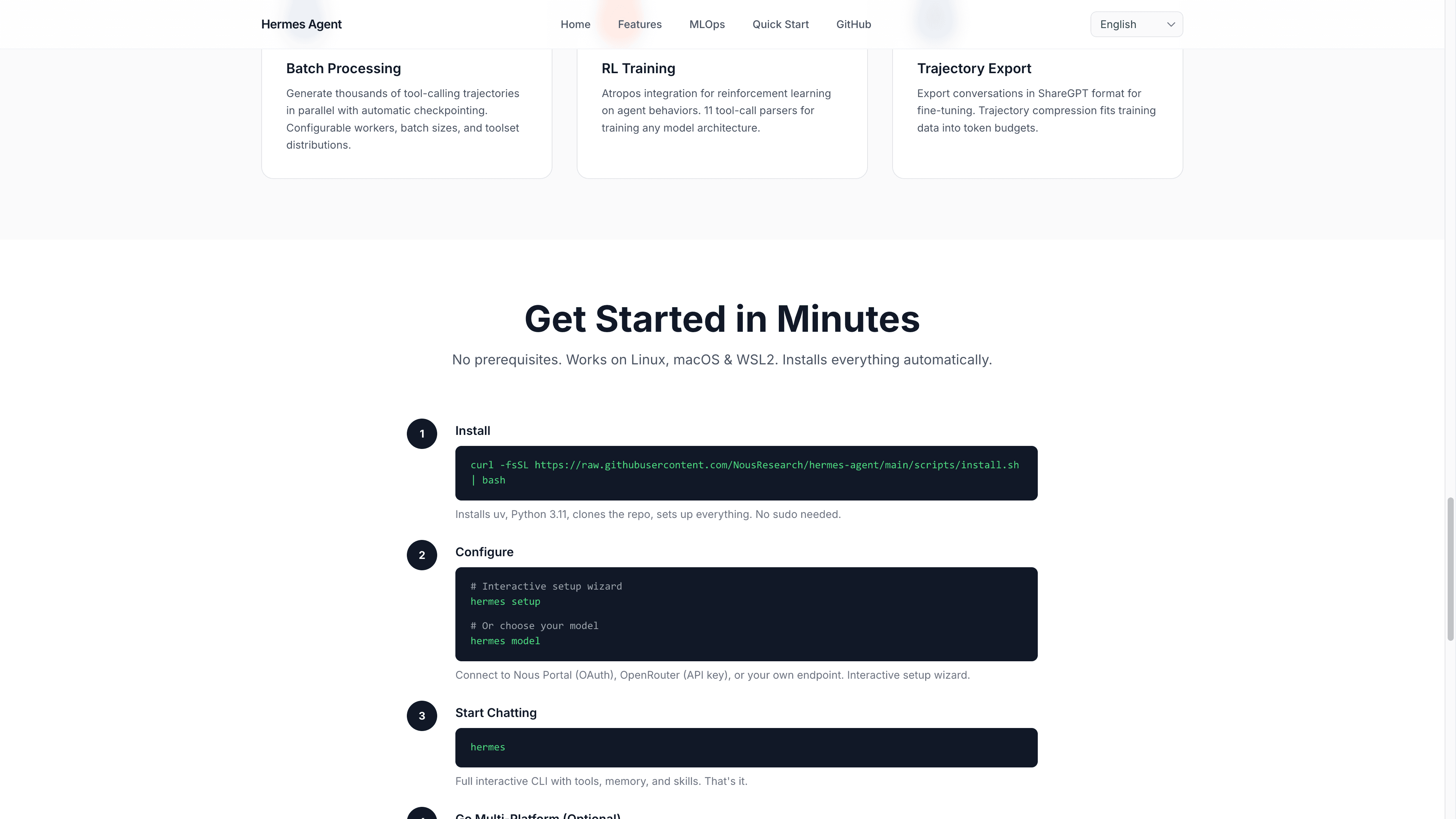 Hermes Agent quick start: install, configure, start chatting